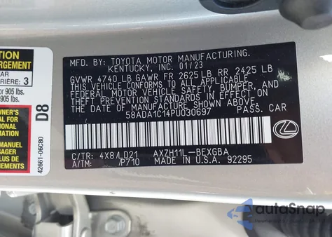 2023 Lexus Es 300H from USA, damaged, VIN 58ADA1C14PU030697